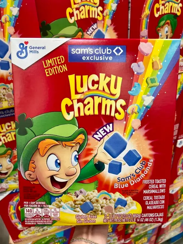 Sam's Club introduces limited-edition Lucky Charms cereal with blue marshmallows, a nostalgic twist for fans. Grab it now at Sam's Club stores!