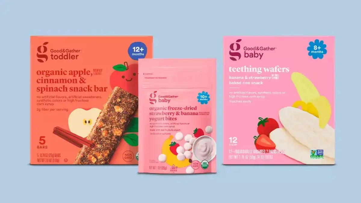 Introducing Good & Gather Baby and Toddler lines! Delicious, affordable, and nutritious options for your little ones. No artificial ingredients.